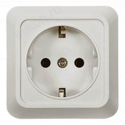 Розетка одинарная с заземлением BOLLETO белая накладная 7028 IN HOME
