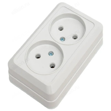 Розетка двойная BOLLETO белая накладная 7102 IN HOME-1