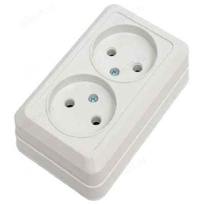 Розетка двойная BOLLETO белая накладная 7102 IN HOME-1