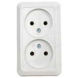 Розетка двойная BOLLETO белая накладная 7102 IN HOME