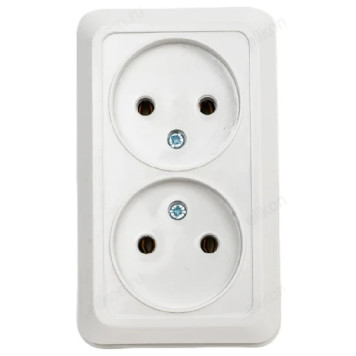 Розетка двойная BOLLETO белая накладная 7102 IN HOME