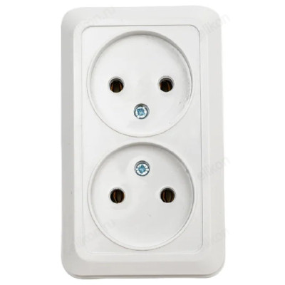 Розетка двойная BOLLETO белая накладная 7102 IN HOME