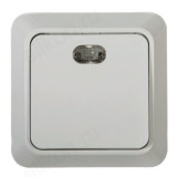 Выключатель одноклавишный с подсветкой BOLLETO белый накладной 7121 IN HOME