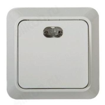 Выключатель одноклавишный с подсветкой BOLLETO белый накладной 7121 IN HOME