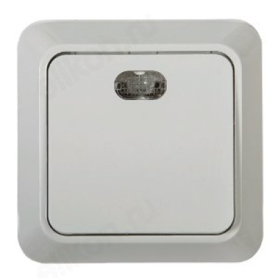 Выключатель одноклавишный с подсветкой BOLLETO белый накладной 7121 IN HOME