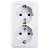 Розетка двойная с заземлением BOLLETO белая накладная 7128 IN HOME