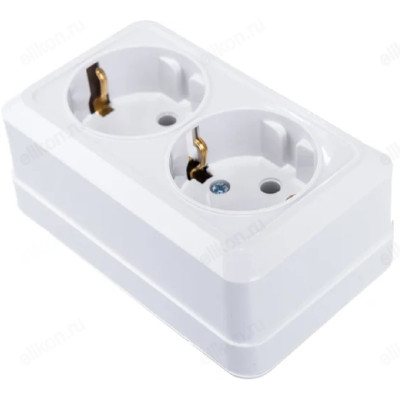 Розетка двойная с заземлением BOLLETO белая накладная 7128 IN HOME-2