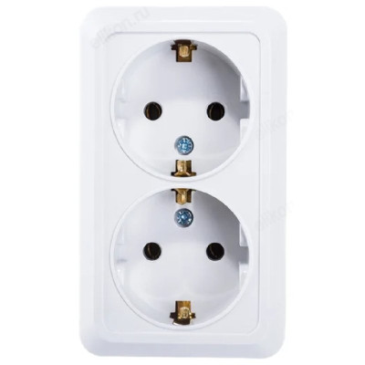 Розетка двойная с заземлением BOLLETO белая накладная 7128 IN HOME