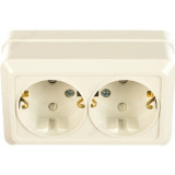 Розетка двойная с заземлением со шторкой BOLLETO белая накладная 7128х IN HOME