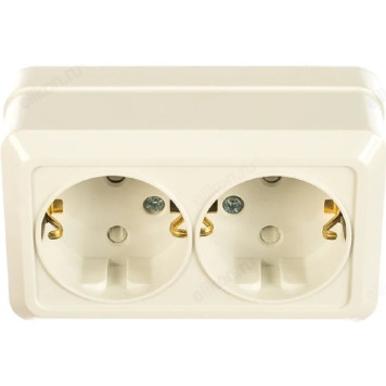 Розетка двойная с заземлением со шторкой BOLLETO белая накладная 7128х IN HOME