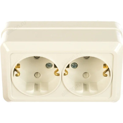 Розетка двойная с заземлением со шторкой BOLLETO белая накладная 7128х IN HOME