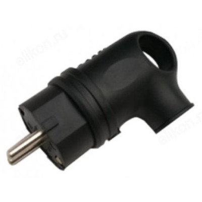 Вилка угловая с/з каучук 16А IP44 черная 9220 IN HOME