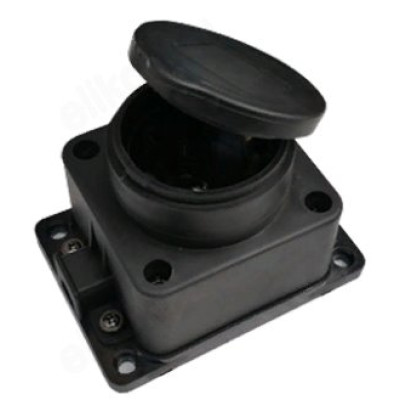 Розетка одинарная с заземлением каучук с заглушкой 16А IP44 черная 9321 IN HOME