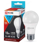 Лампа светодиодная низковольтная LED MO PRO Е27 A60 10W 24-48V 4000К 800Лм IN HOME Лампа светодиодная низковольтная LED MO PRO Е27 A60 10W 24-48V 4000К 800Лм IN HOME