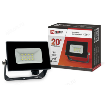Фонарь прожектор СДО-7 20Вт 230В 6500К 1600Лм IP65 IN HOME, черный