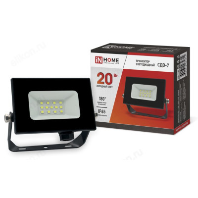 Фонарь прожектор СДО-7 20Вт 230В 6500К 1600Лм IP65 IN HOME, черный
