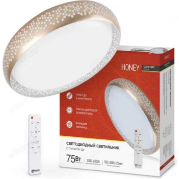 Светильник светодиодный COMFORT HONEY 75Вт 230В 3000-6500K 6000Лм с пультом ДУ IN HOME