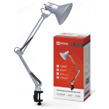 Светильник наст. СНС 13С-E27 230В струбц. IN HOME серебро