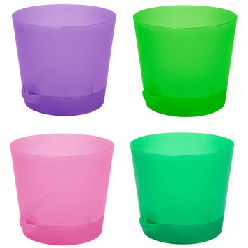 Горшок для цветов 1л с поддоном В01 микс-2