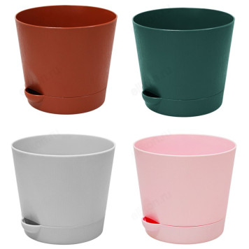 Горшок для цветов 2л с поддоном В02-2 микс-3