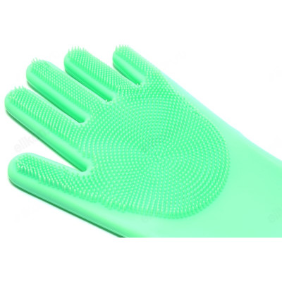 Перчатки силиконовые с ворсом для мытья посуды JN-00312-1