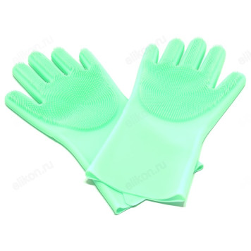 Перчатки силиконовые с ворсом для мытья посуды JN-00312
