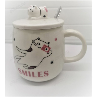 Кружка с крышкой и ложкой JENNA JN-00506