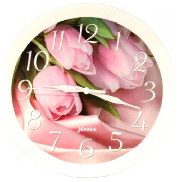 Часы настенные Jenna Jn-100010, пластик, белые / розовые