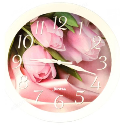 Часы настенные Jenna Jn-100010, пластик, белые / розовые