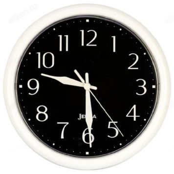 Часы настенные Jenna Jn-10003, пластик, черные с белым