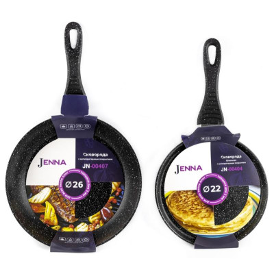 Комплект из двух сковород Сковорода блинная JN-00404 22см + Сковорода JN-00407 26см JENNA Набор 2