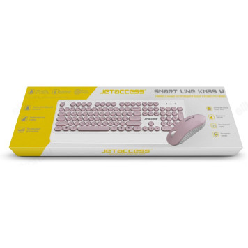 Комплект клавиатура+мышь JETACCESS SMART LINE KM39 W, белый-розовый, беспроводная-1
