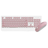 Комплект клавиатура+мышь JETACCESS SMART LINE KM39 W, белый-розовый, беспроводная
