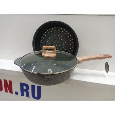 Сковорода+пароварка JIO 28см 2в1 лит.алюм.антиприг-1