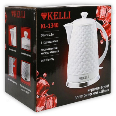 Чайник керамический KELLI KL-1340 1,8л белый-4