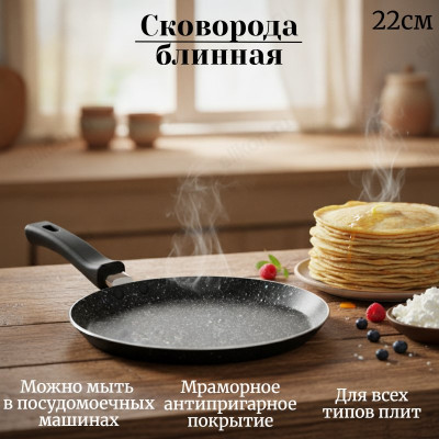 Сковорода блинная KELLI KL-4017-22 22см .
