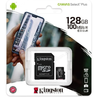 Карта MicroSD  128GB Kingston Class10+адаптер