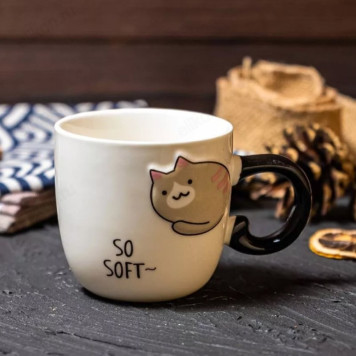 Кружка с блюдцем и ложечкой PM-005/022/052 Котик 220мЛ-1