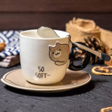Кружка с блюдцем и ложечкой PM-005/022/052 Котик