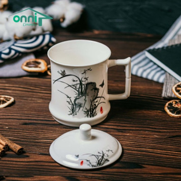 Кружка фарфор с крышкой 370мл 005/037/036-2