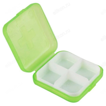 Таблетница, 4 секции, 6.8х6.8х2.6 см