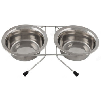 Подставка с двумя мисками 2*13см 104123
