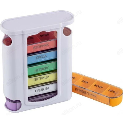Таблетница на 7 дней, вертикальная, 10.5х4.3х12.6 см