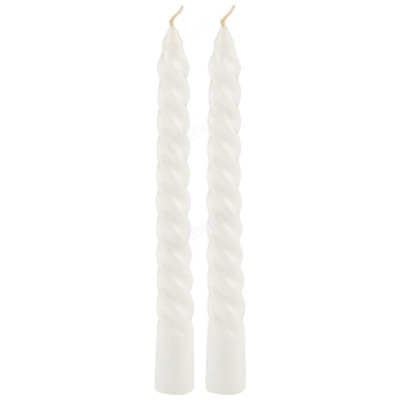 Свечи столовые витые 2шт белые 105741