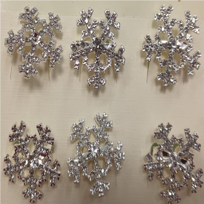 Брошь Снежинка стразы 2,5см