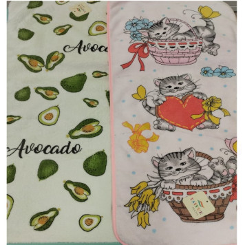 Полотенце микрофибра кошки/авокадо/кофе (12шт/уп)