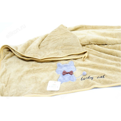 Полотенце микрофибра 80*150см банное Кот с бабочкой-1
