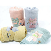 Полотенце микрофибра 80*150см банное Кот с бабочкой