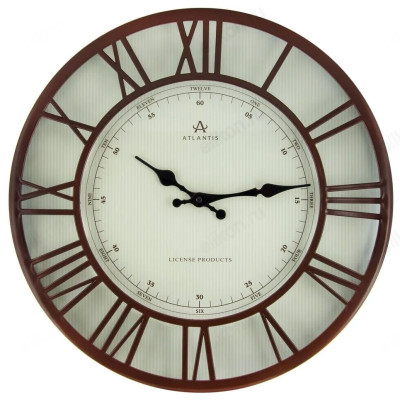 Часы настенные Atlantis 1612-2, пластик, коричневые