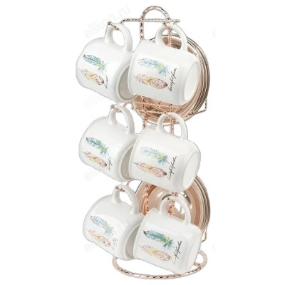 Набор кофейный Перья 12пр на подставке 1750173-3